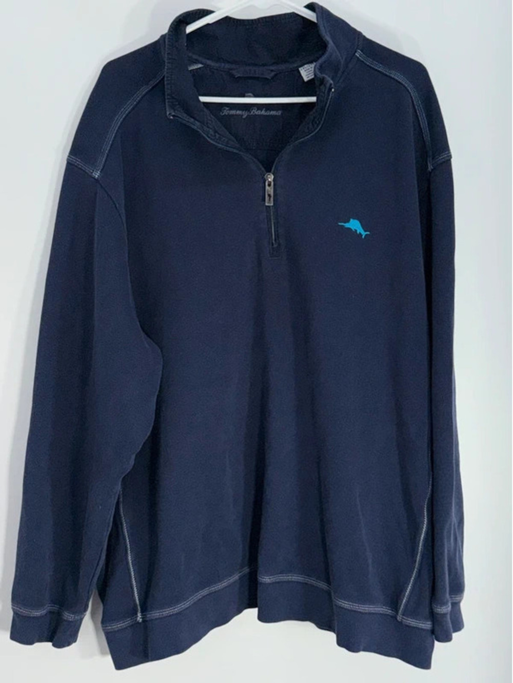 Tommy Bahama Navy Blue 1/4 Zip Pullover Sweatshirt 2XL